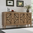 thumbnail image 1 of HLR 63"W Mid Century Accent Cabinets, Sideboards Buffets Cabinet with 4 Doors Storage for Dining Room, Brown, 1 of 9