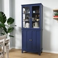 thumbnail image 1 of HLR 72 " Freestanding Kitchen Pantry Storage Sideboard,Glass Display Cabinet with Doors, Navy Blue, 1 of 9