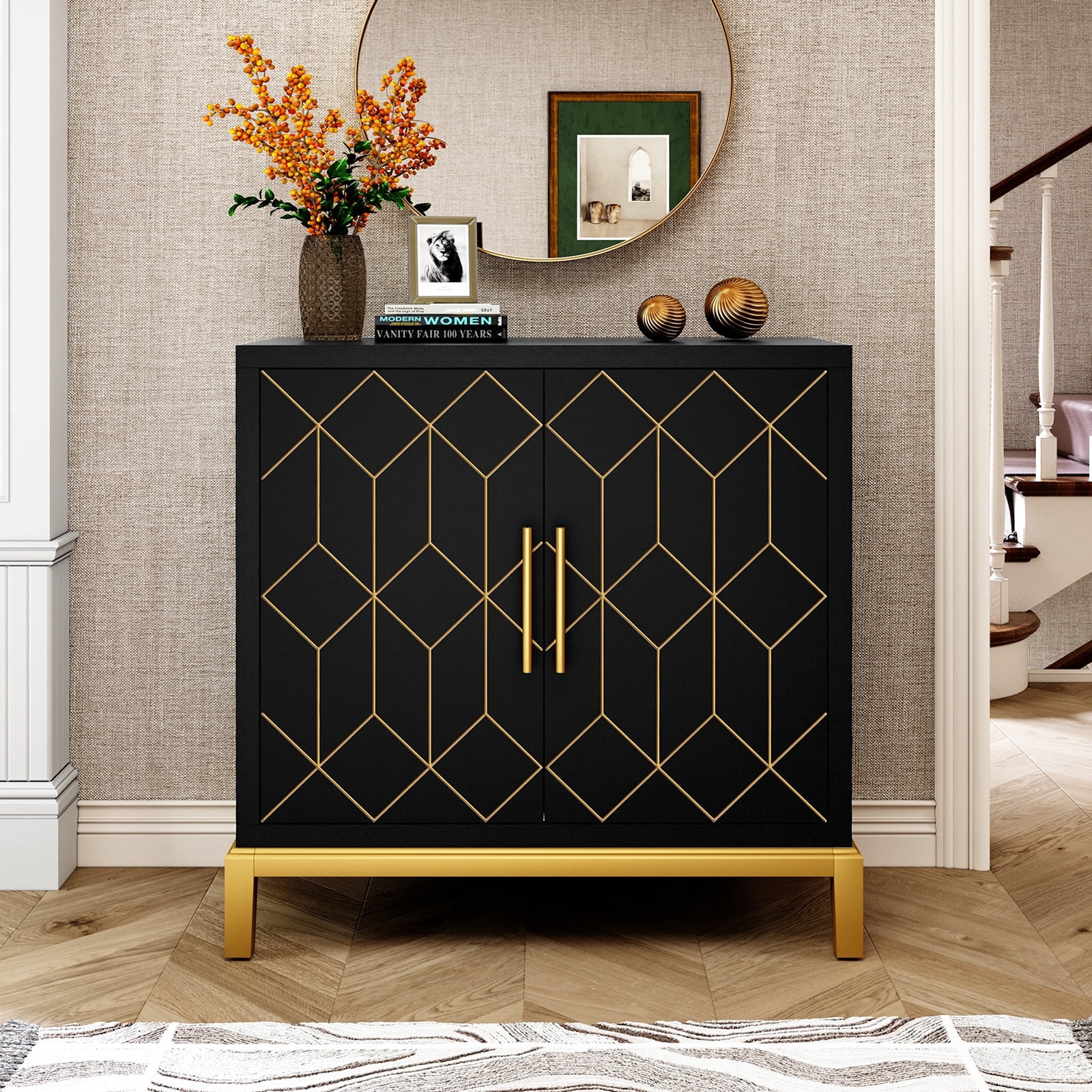 Black and gold sideboard cabinet discount