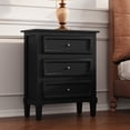 thumbnail image 1 of HLR Black Modern 3-Drawer Nightstand with Storage, Already Assembled Wood Bedside Table End Table for Bedroom, Hallway, 1 of 8