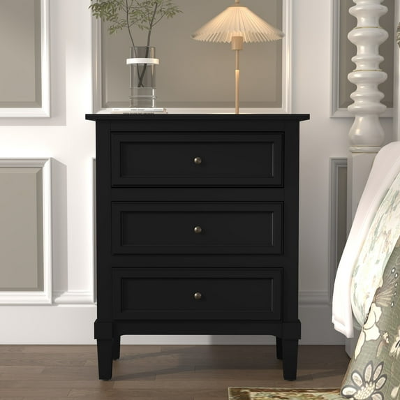 HLR Brown Modern 3-Drawer Nightstand with Storage, Already Assembled Wood Bedside Table End Table for Bedroom, Hallway