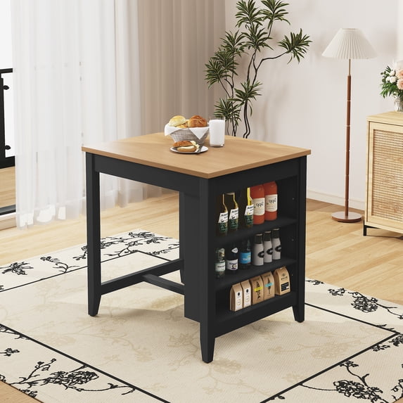 Small Table With Racks HLR, Farmhouse Black Dining Table, 29.1