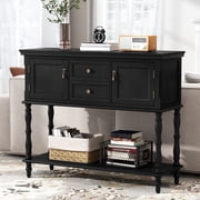 HLR 42 Farmhouse Modern Console Table, Entryway Table with Storage Shelf for Living Room, Black
