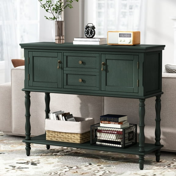 HLR 42" Farmhouse Modern Console Table, Entryway Table with Storage Shelf for Living Room, Green