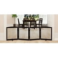 thumbnail image 1 of HLR Freestanding Pet Gate for Dogs, Foldable Wooden Dog Gate, Indoor Dog Gate for Stairs, Doorways, Step Over Pet Puppy Safety Fence with Support Feet, 24" Height 4 Panels, Dark Brown, 1 of 8