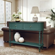HLR Green Mid-Century Console Table for Entryway with 2 Drawers & Open Shelf, Sofa Table, Foyer, Hallway