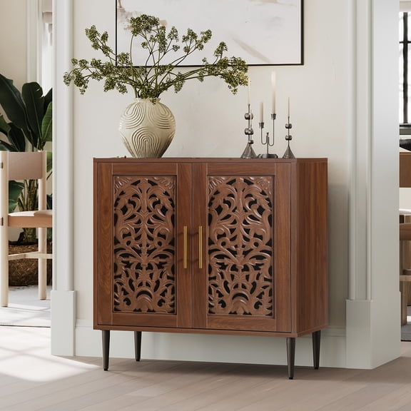 HLR 31.4" Accent Cabinet, 2 Doors Sideboards and Buffets Cabinet with Storage for Living Room, Brown