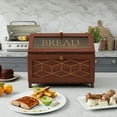 thumbnail image 1 of HLR Large Bread Box, Wood 2-layer Bread Box Storage for Kitchen Counter, with Bar Pattern Windows, Brown, 1 of 11