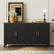 HLR Large Sideboard Buffet Cabinet with Storage, 59.4" Modern Coffee Bar Cabinet for Dining Room, Black