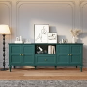HLR Mid Century 67" TV Stand, for TVs up to 75", Living Room Entertainment Center with 4 Door Storage Cabinet, Green