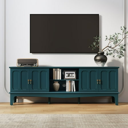 HLR Modern 67" TV Stand, for TVs up to 75", Entertainment Center with Curved Base for Living Room, Green