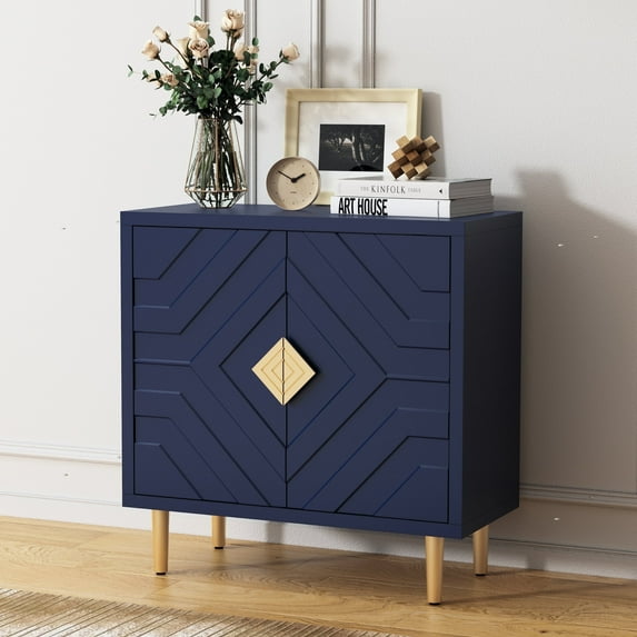 HLR Modern Accent Storage Cabinet with 2 Doors, Kitchen Buffet Sideboard for Dining Room, Blue
