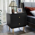 thumbnail image 1 of HLR Modern Fluted Wood Nightstand with 2 Drawers, Bedroom Black Bed SideTable with Storage, 1 of 8