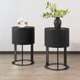 thumbnail image 1 of HLR Modern Round Nightstand Set of 2 with Drawer, 2-Tier End Table for Living Room, Bedroom, Black, 1 of 7