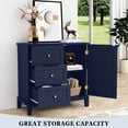 "HLR Navy Blue Wood Accent Cabinet, 3 Drawers, 1 Door, 14.5""L x 34.6 ...