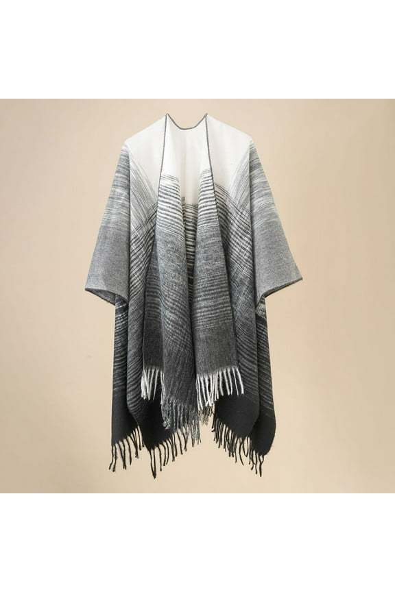 36 Colors New In Autumn Winter Fashion Plaid Tassel Shawl Women Fashion Warm Cardigan Poncho Female Loose Cape Over Coat 111