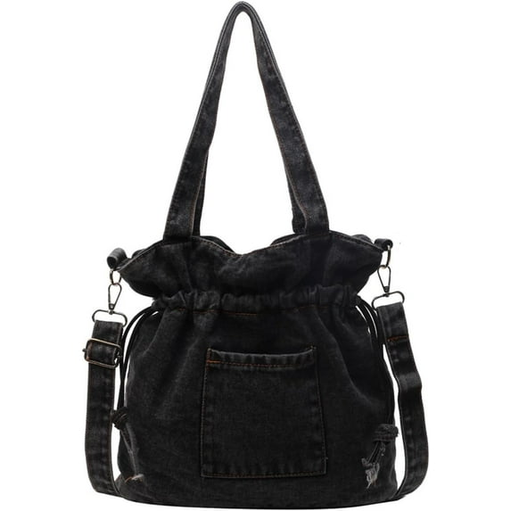HLSOHJP Denim Bucket Bag Hobo Bags Women Underarm Shoulder Bag CrossBody Purse Cute Satchels College Travel Work Tote Handbag