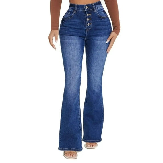 HLSOHJP Fall New High Waist Boot Cut Jeans For Women Fashion Stretch Slim Denim Flared Pants Casual trousers S-2XL Drop Shipping