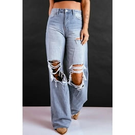 Casual Street Solid Ripped Split Joint Boot Cut Bottoms Casual Street Solid Ripped Split Joint Boot Cut Bottoms