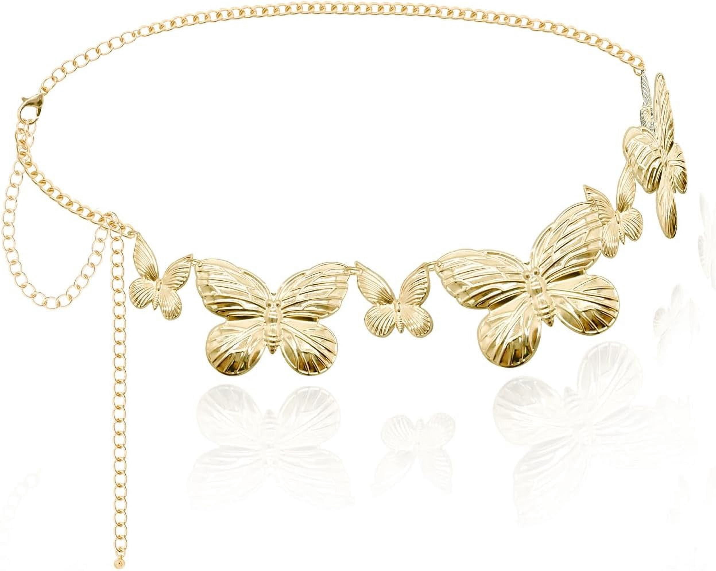 Gold Butterfly Chain Belt Body decoration Butterfly Shaped Gold Tone Body Chain, Belt, Waist Belly  main image 2