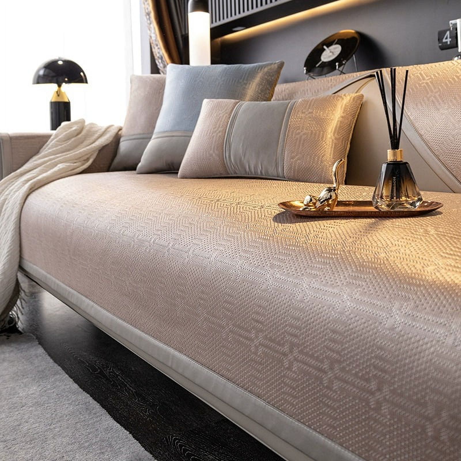 HLSOHJP Ice silk sofa cushion simple modern highend nonslip leather