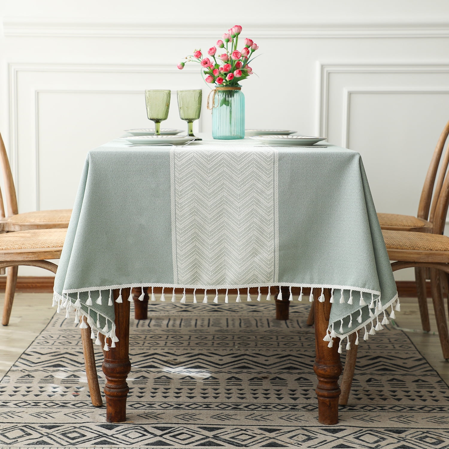 Hlsohjp Instagram Fabric Tablecloth Cotton Linen Tablecloth Tassel