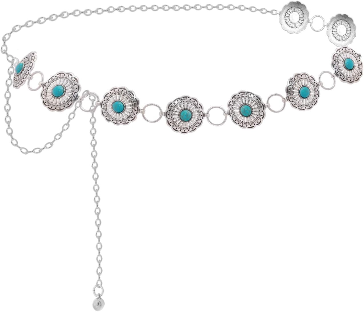 HLSOHJP Metal Western Country Chain Belts for Women Waist 