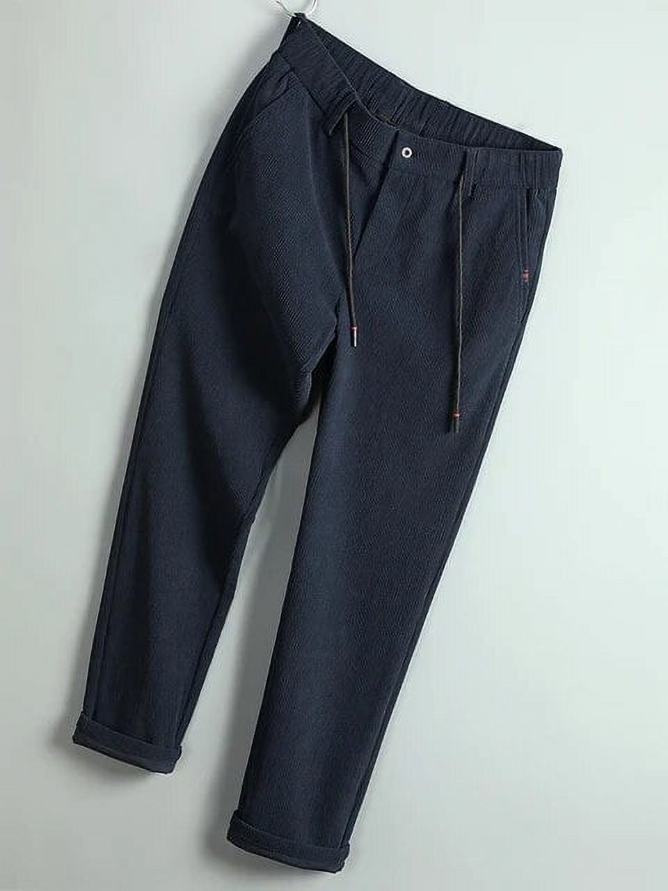 HLSOHJP New Autumn Men Pants Business Casual Banding Waist Drawstring