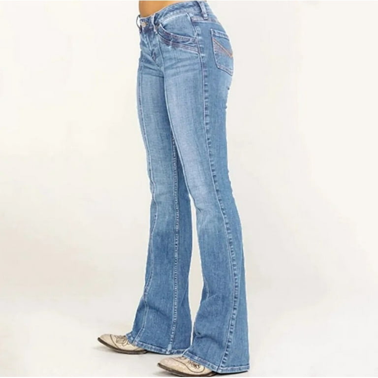 HLSOHJP New Women's Low Waist Boot Cut Jeans Fashion Slim