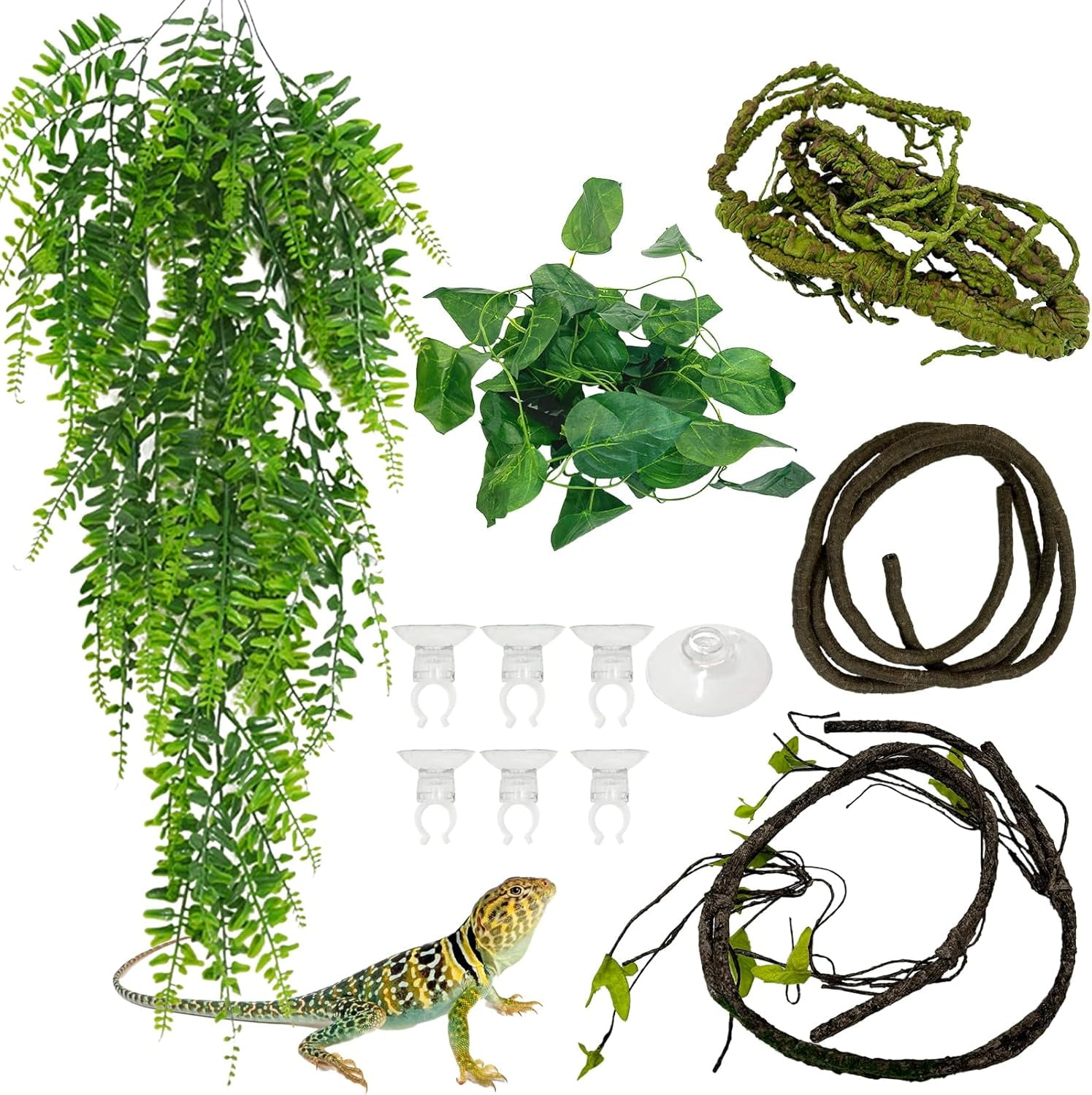 Reptile Vines, 3.28ft Flexible Jungle Rattan Long Vine Habitat Decor