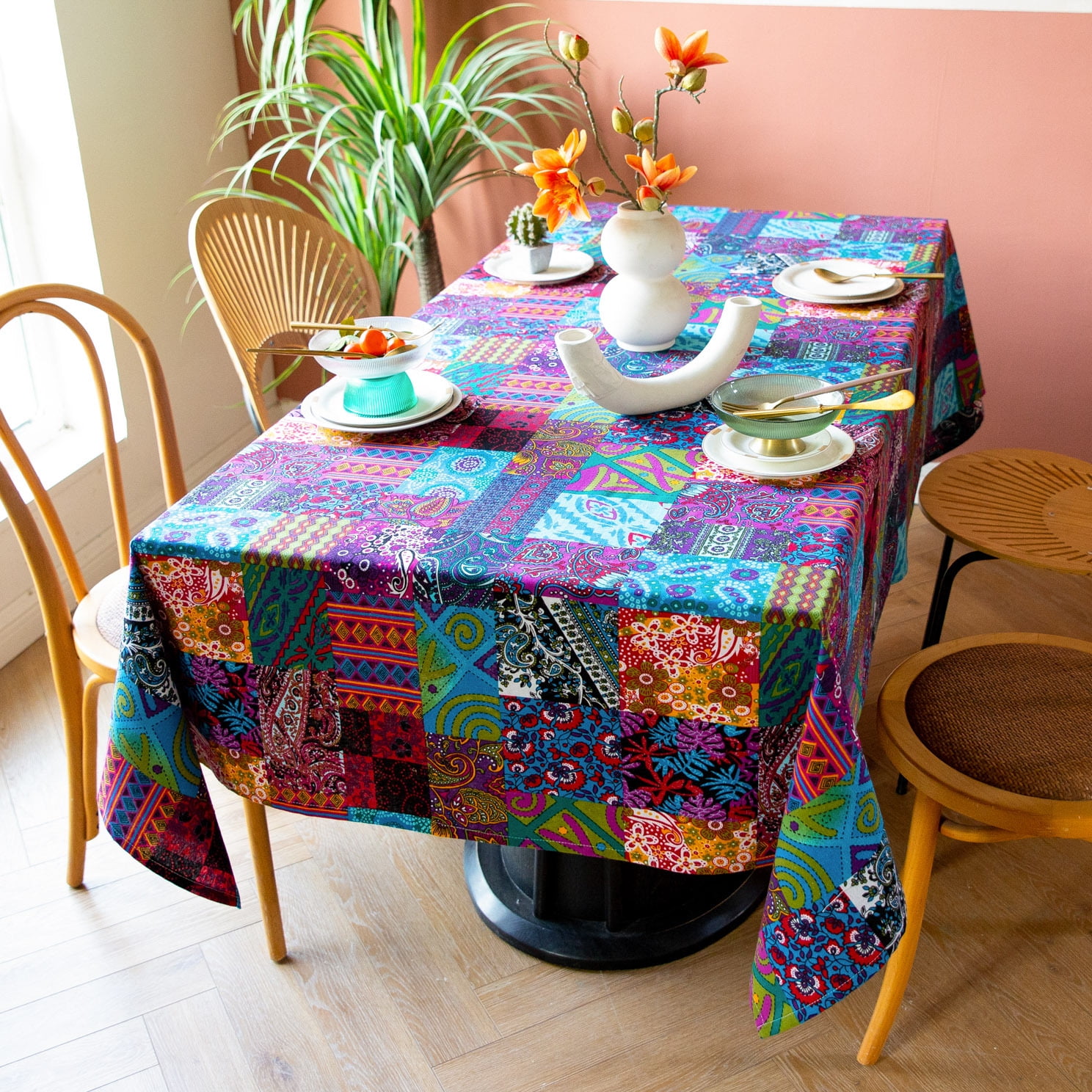 HLSOHJP Retro Ethnic Minority Dining Table Cloth Art Indian Cover Cloth