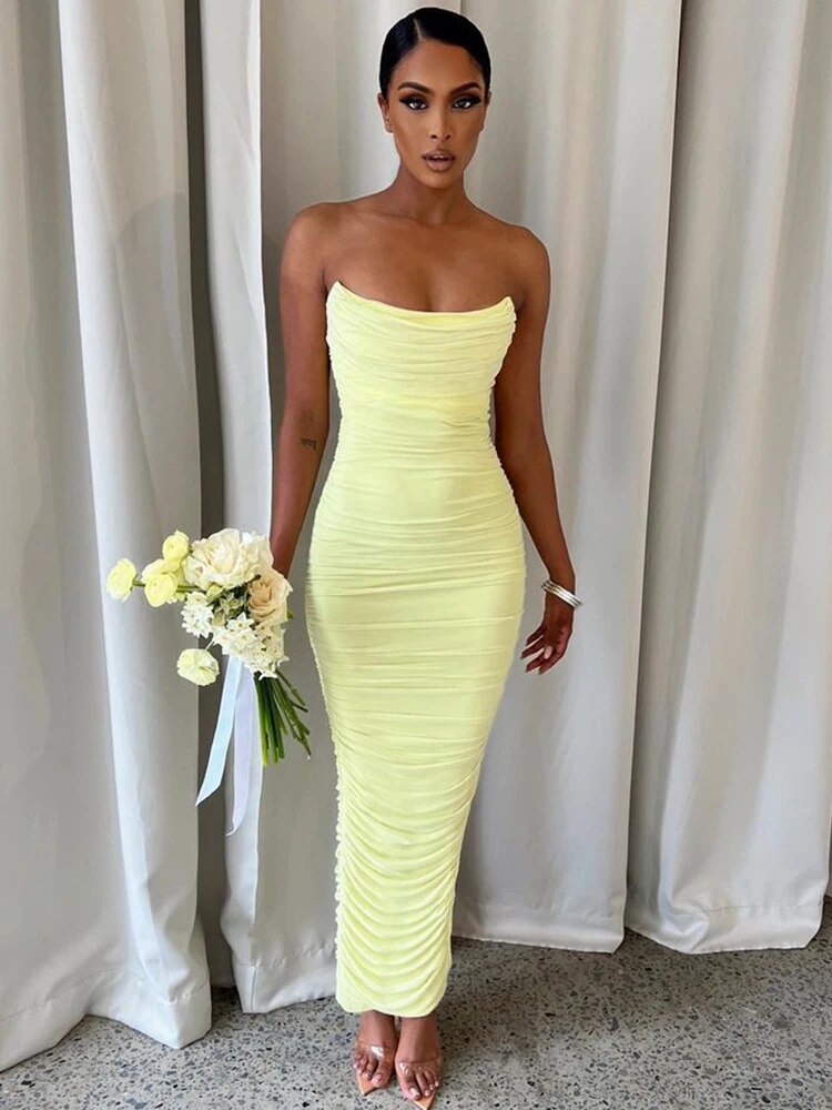 White Mesh Slim Irregular Long Skirt OL Pleated Sleeveless Sexy Dress Women