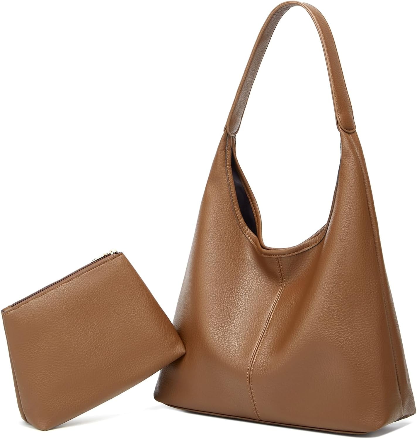 HLSOHJP Slouchy Hobo Bags for Women Tote Bag Retro PU Leather Crossbody Purse Soft Shoulder Purses 2pcs Work College Handbags