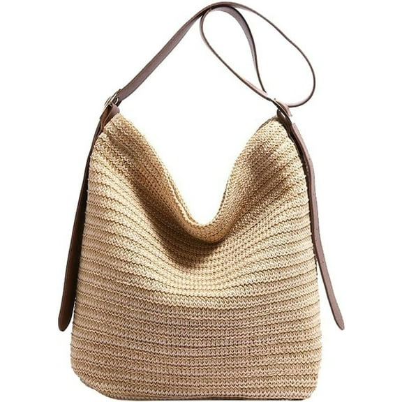 HLSOHJP Slouchy Straw Beach Bag Women Cute Hobo Shoulder Bags Woven Satchel Crossbody Purse Summer Beach Bag Tote Handbag Travel