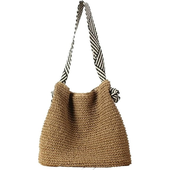 HLSOHJP Straw Beach Bag Hobo Bags Women Vintage Knot Shoulder Bag Summer Beach Bag Cute Purse Travel Bag Everything Tote Bag