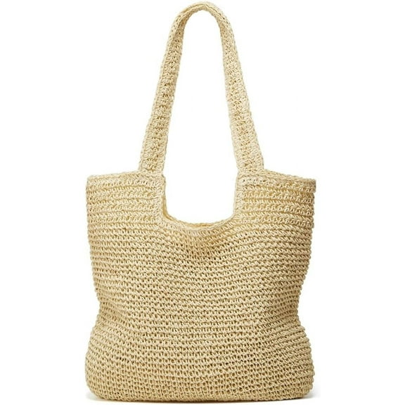 HLSOHJP Straw Beach Tote Bag Hobo Bags Women Vintage Everything Summer Shoulder Beach Bag Cute Purse Work Travel Handbag