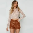 thumbnail image 1 of HLSOHJP Summer New Black and Brown PU Leather Shorts For Women Fashion Sexy High Waist Stretch Shorts XS-2XL Drop Shipping, 1 of 6