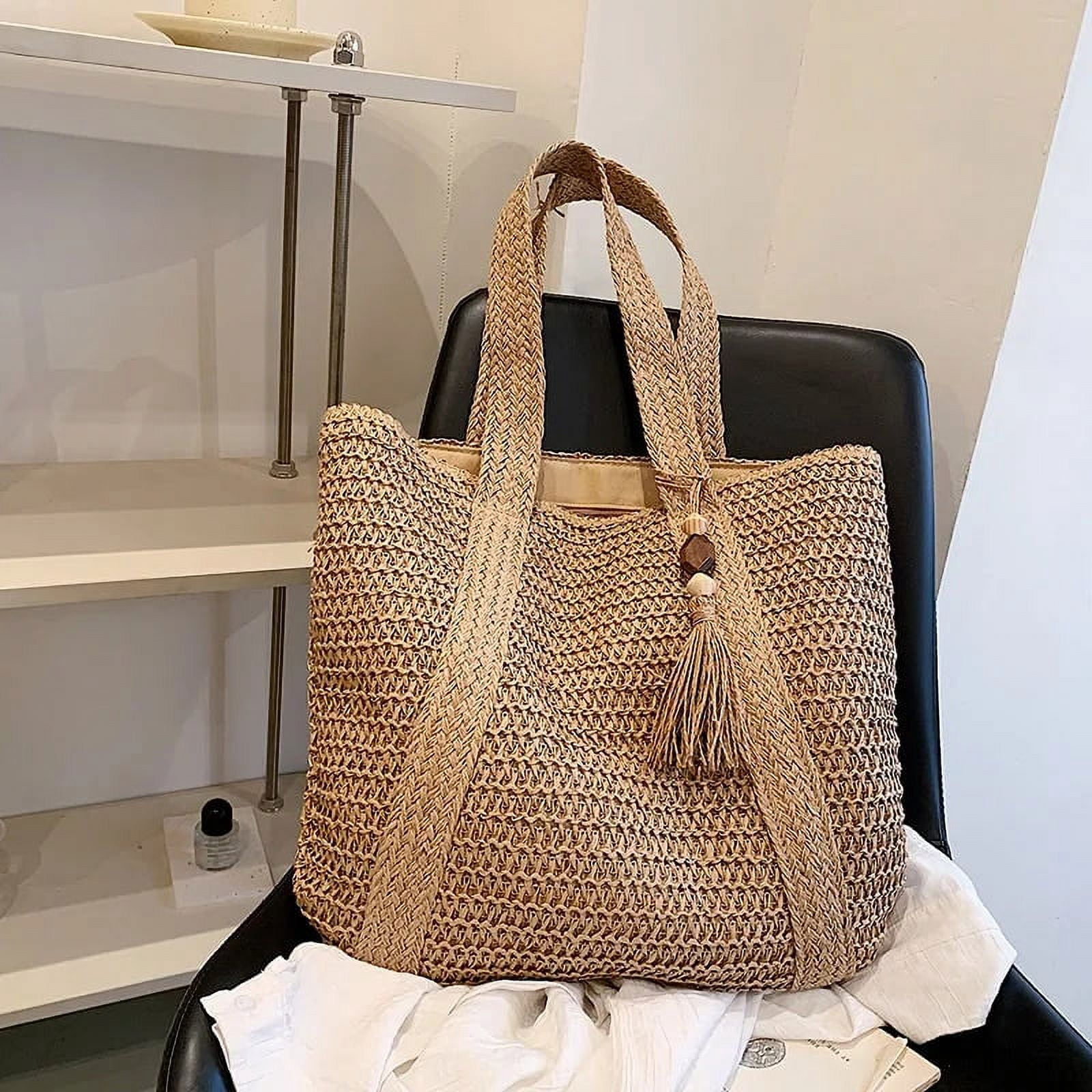 Cute Straw Tote Bag For Women – Summer Beach Shoulder Bag & Vacation Essential