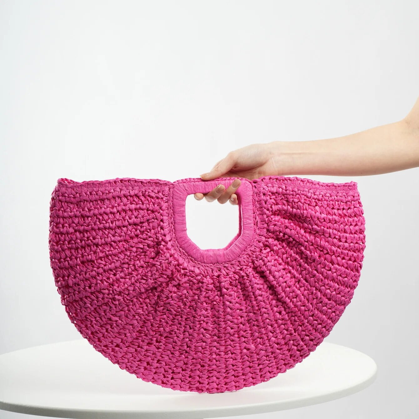 HLSOHJP Summer Woven Straw Bag Moon Large Capacity Purse and Handbag For Women Beach Basket Bags Fashion Travel Shoulder Shopper Totes
