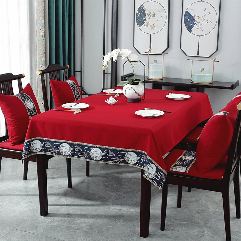 HLSOHJP Table Cloth Waterproof Cotton Linen Dining Table Cloth Zen Yi