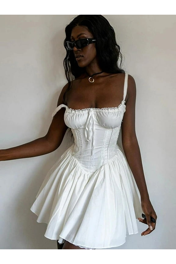 White Backless Bow Sexy Dress Women Ruffle Pleated Elegant Club Night Party Dresses Summer Bodycon Mini Dress Vestidos