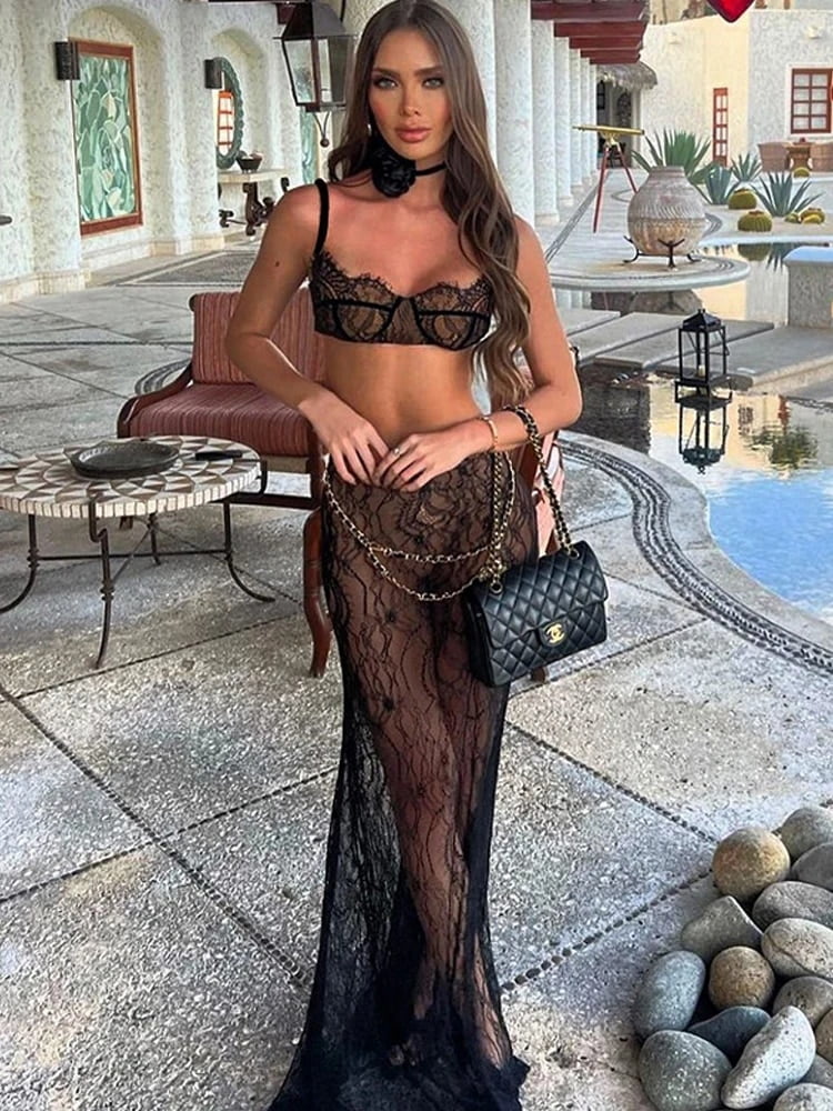 Long Sleeve Round Neck Sexy Pleated Skirt Two-piece Set