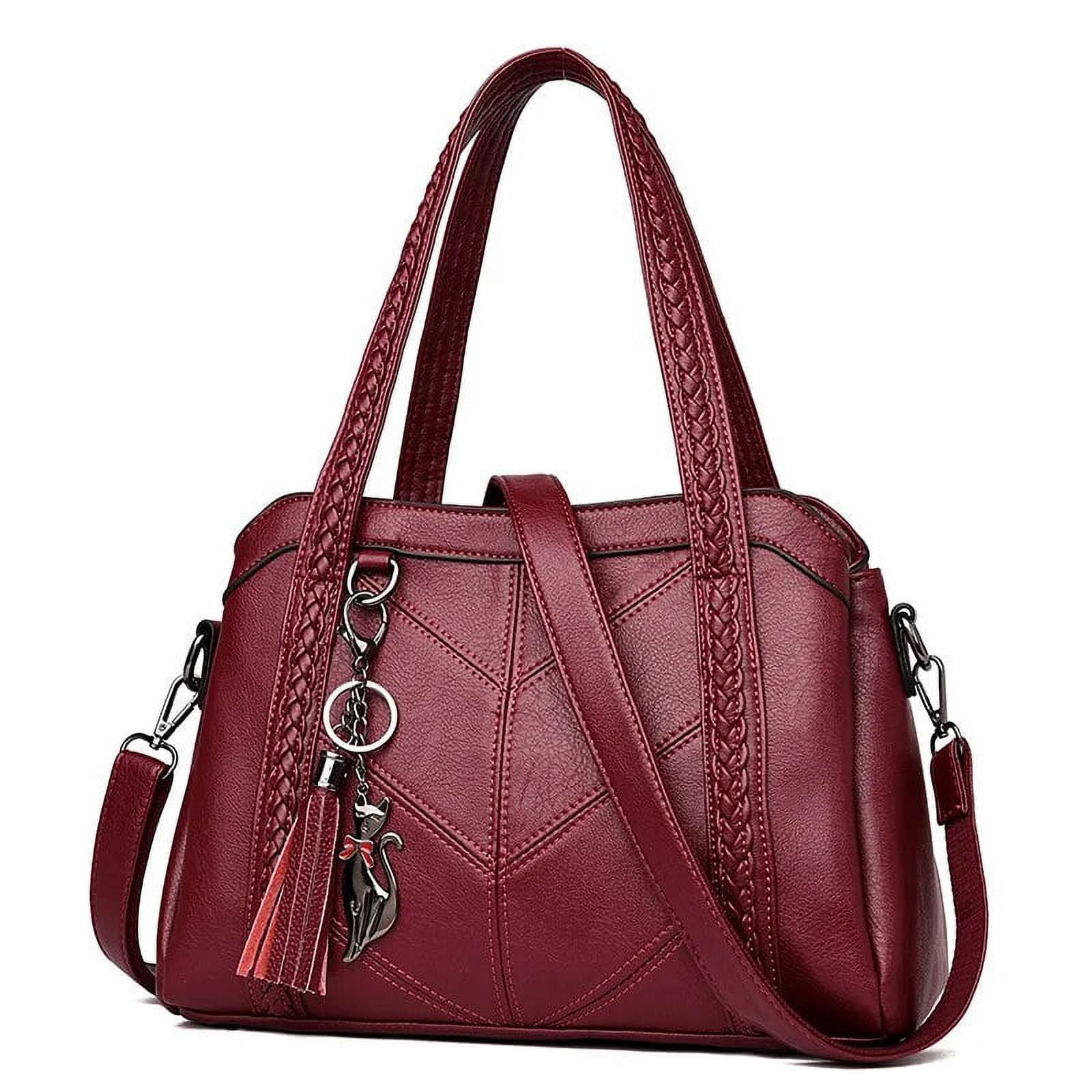 HLSOHJP Women Casual Tote Bags Female Handbag Large Capacity Shoulder Crossbody Bag for Women Vintage PU Leather Travel Hobos Bag