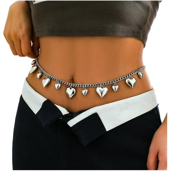 HLSOHJP Women Star Waist Chain Belt Gold Silver Chain Belt Body Chains Jewelry for Dress Waist Belt Belly Belt