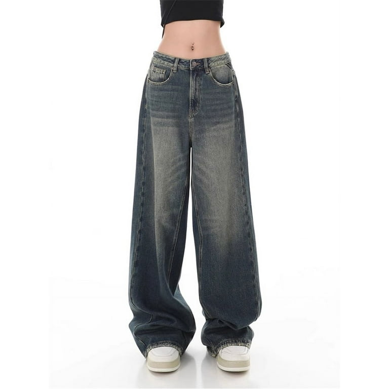 HLSOHJP Women's American Retro Straight Baggy Jeans Vintage HLSOHJP Women's American Retro Straight Baggy Jeans Vintage