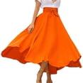thumbnail image 1 of HLSOHJP Women's Boho Maxi Skirt High Waist Front Lace Up A Line Elegant Swing Dress Pleated Flared Skater Skirts, 1 of 4