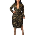 thumbnail image 1 of HLSOHJP Women's Camo Print Midi Dress Long Sleeve Button Down Single Breasted Lace Up Belted Camoufalge Pencil Dress, 1 of 5