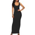 thumbnail image 1 of HLSOHJP Women's Casual Solid Color Sleeveless Bodycon Dresses Plus Size Fitted Maxi Sundress Vest Long Beach Tank Dress, 1 of 3