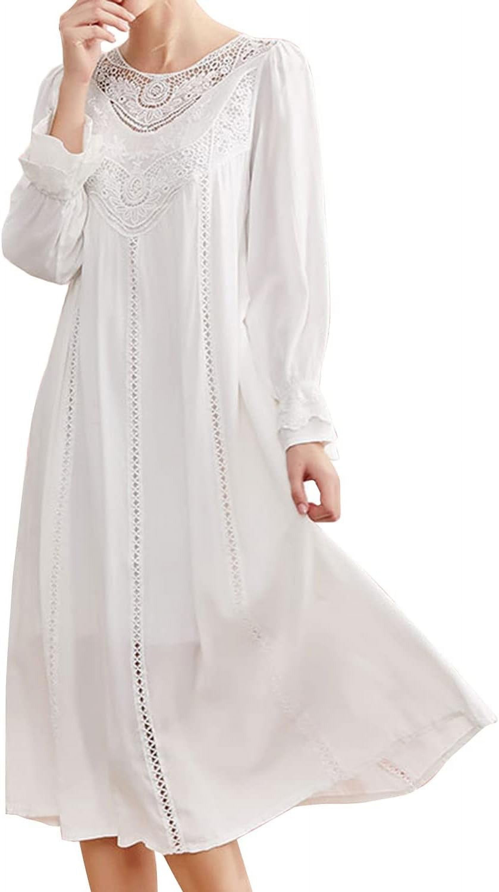 Cotton Short Sleeve Vintage Nightgown Dress