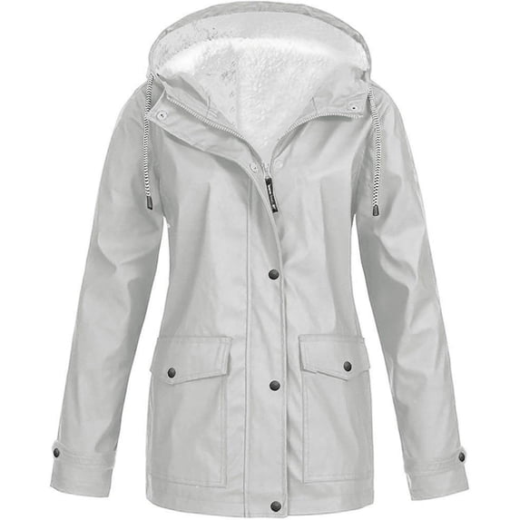 HLSOHJP Women's Fleece Lined Anorak Fall Top Winter Jackets Hooded Zip Up Spring Snow Zippered Pocket Long Sleeve